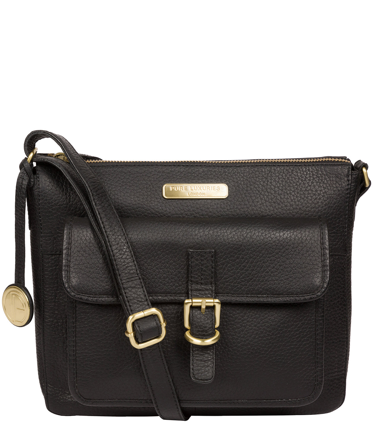 'Porth' Black Leather Cross Body Bag Pure Luxuries London