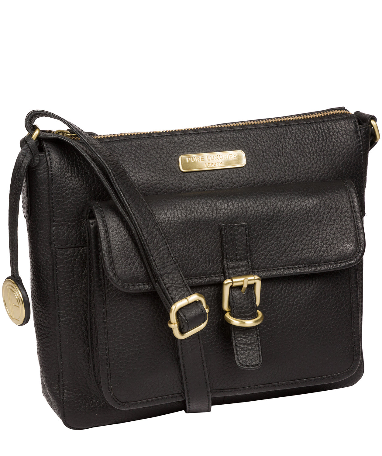 'Porth' Black Leather Cross Body Bag Pure Luxuries London