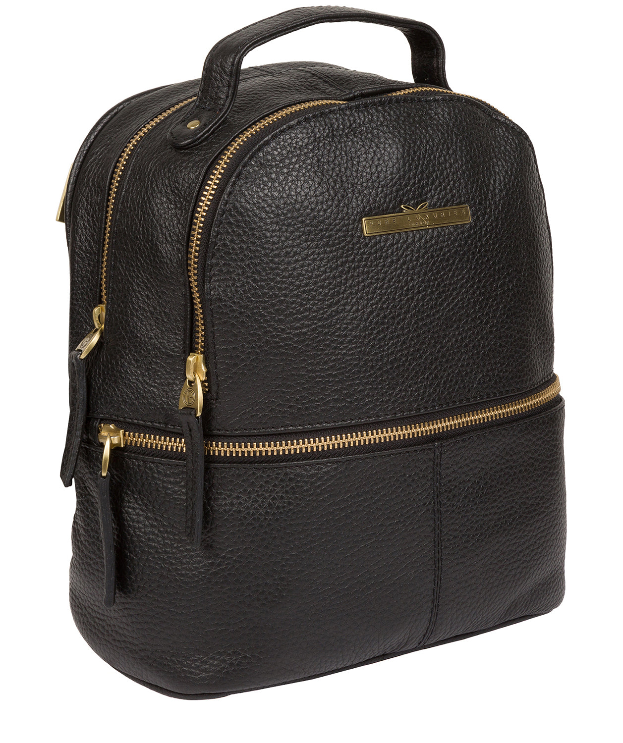 'Gloria' Black Leather Backpack Pure Luxuries London