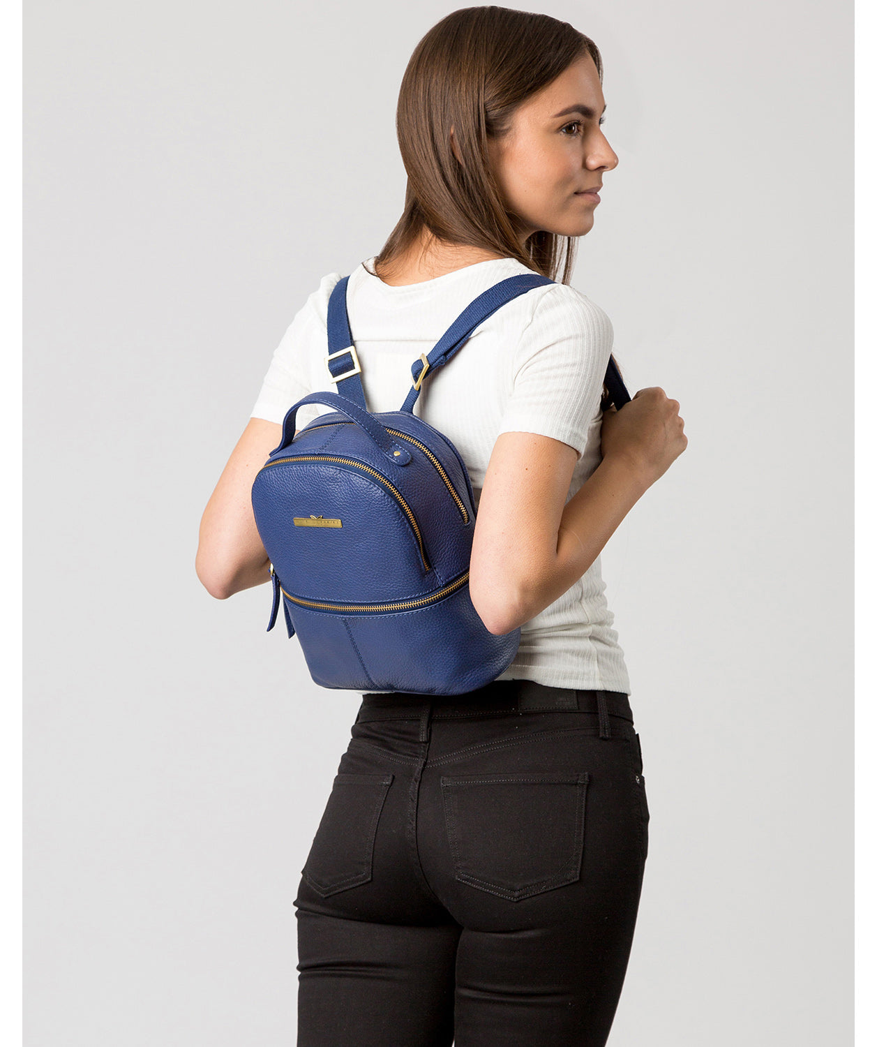 'Gloria' French Navy Leather Backpack Pure Luxuries London