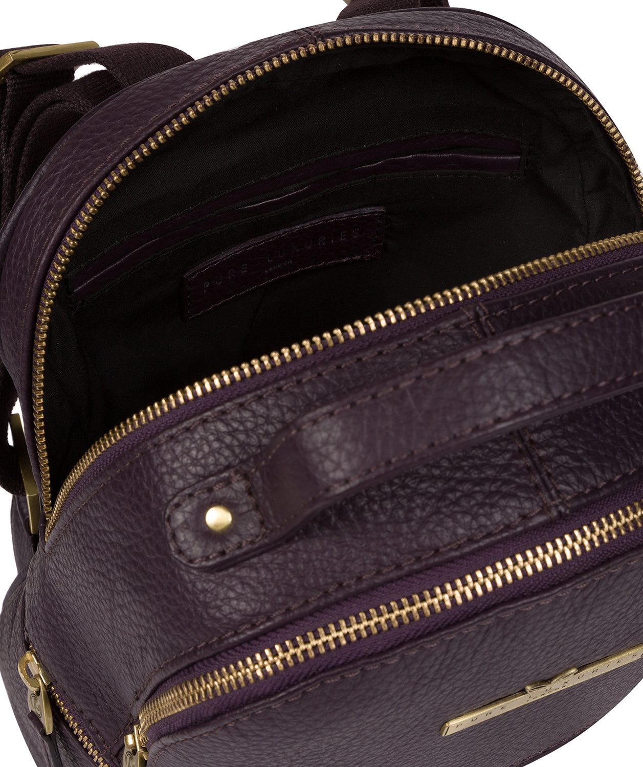 'Gloria' Plum Leather Backpack Pure Luxuries London