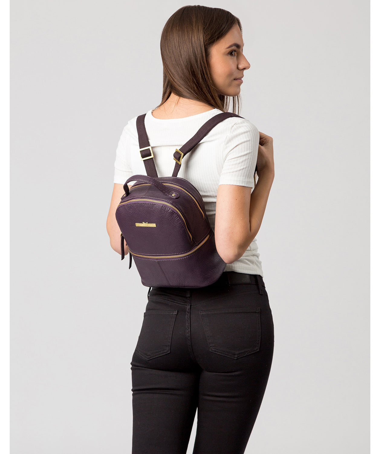 'Gloria' Plum Leather Backpack Pure Luxuries London