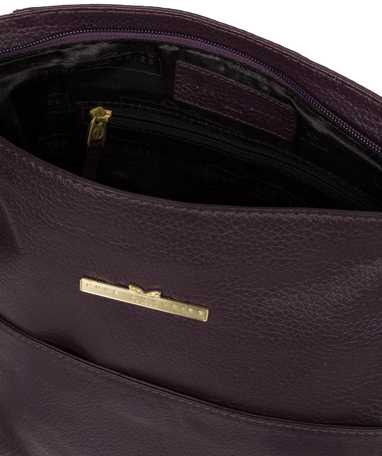 'Dorothea' Plum Leather Shoulder Bag Pure Luxuries London