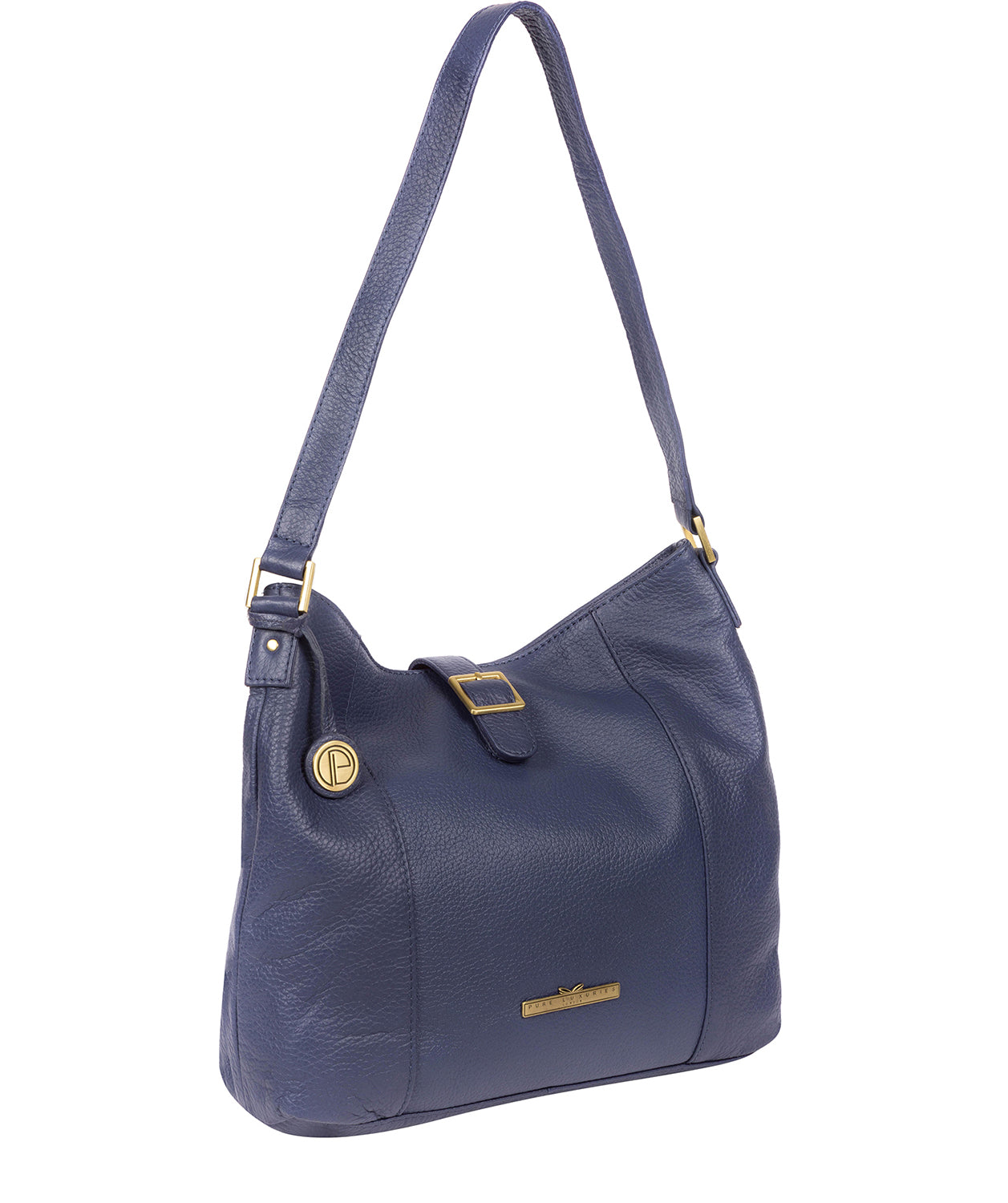 'Elaine' French Navy Leather Shoulder Bag image 5