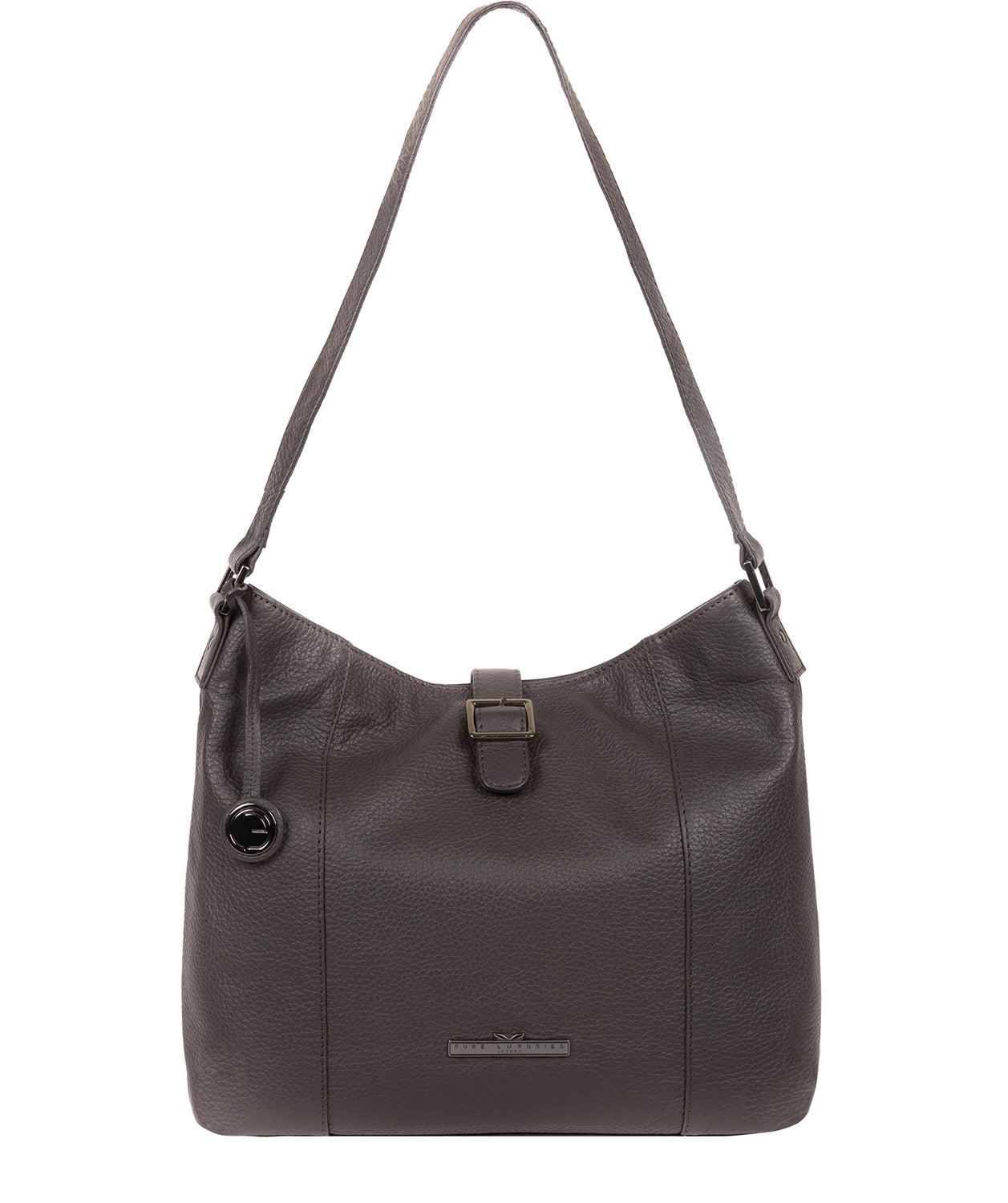 'Elaine' Slate Leather Shoulder Bag Pure Luxuries London