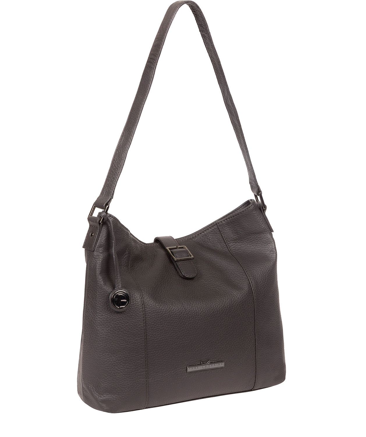 'Elaine' Slate Leather Shoulder Bag Pure Luxuries London