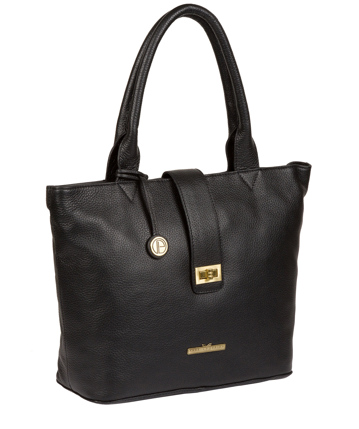 'Ida' Black Leather Tote Bag Pure Luxuries London