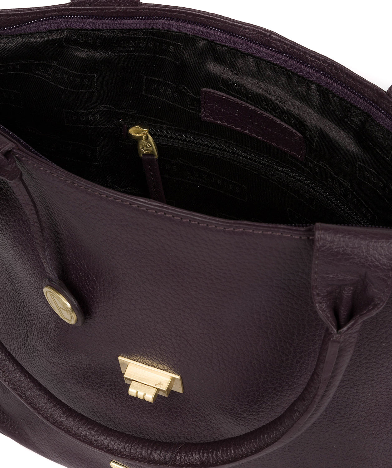 'Ida' Plum Leather Tote Bag image 5