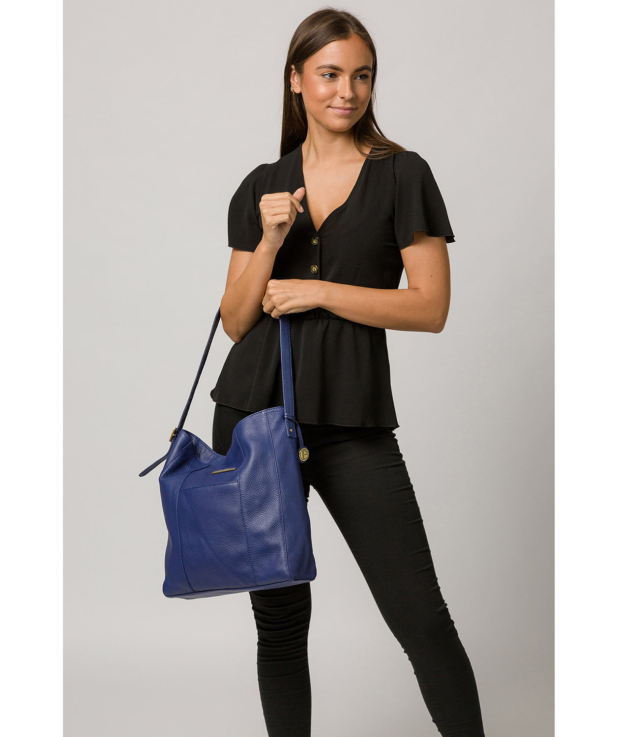 'Rachael' Navy Leather Shoulder Bag image 2