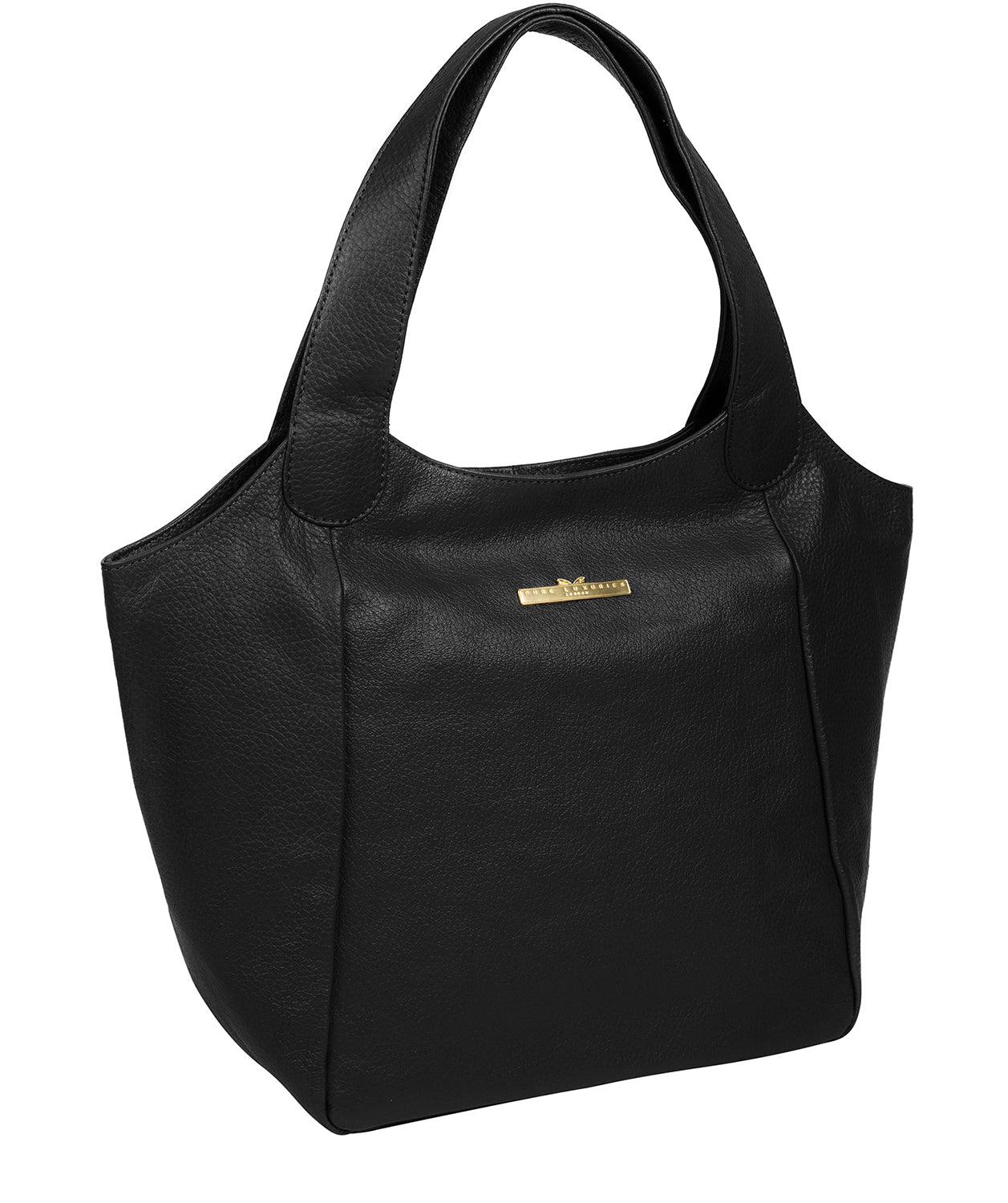 'Alina' Black Leather Tote Bag image 6