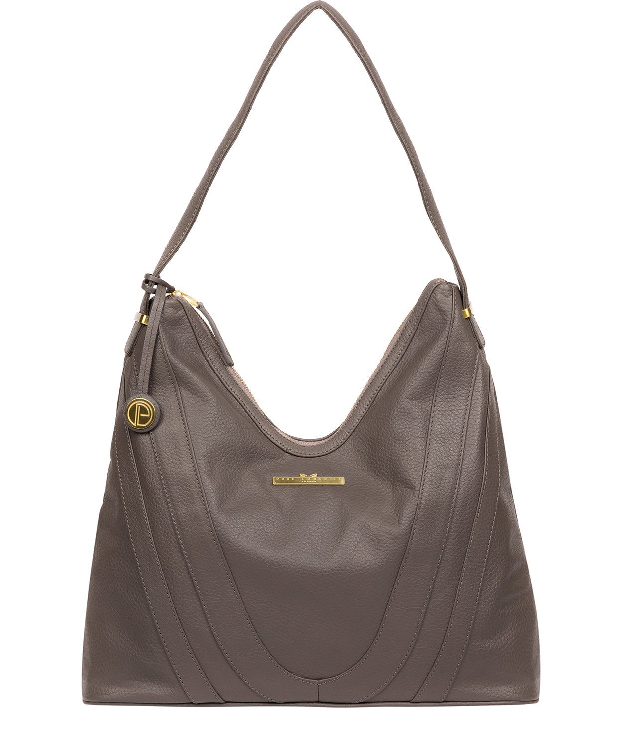 'Claire' Grey Leather Shoulder Bag