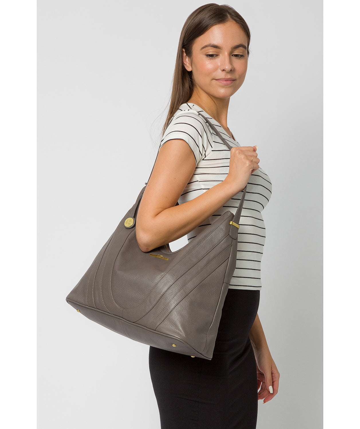 'Claire' Grey Leather Shoulder Bag image 2