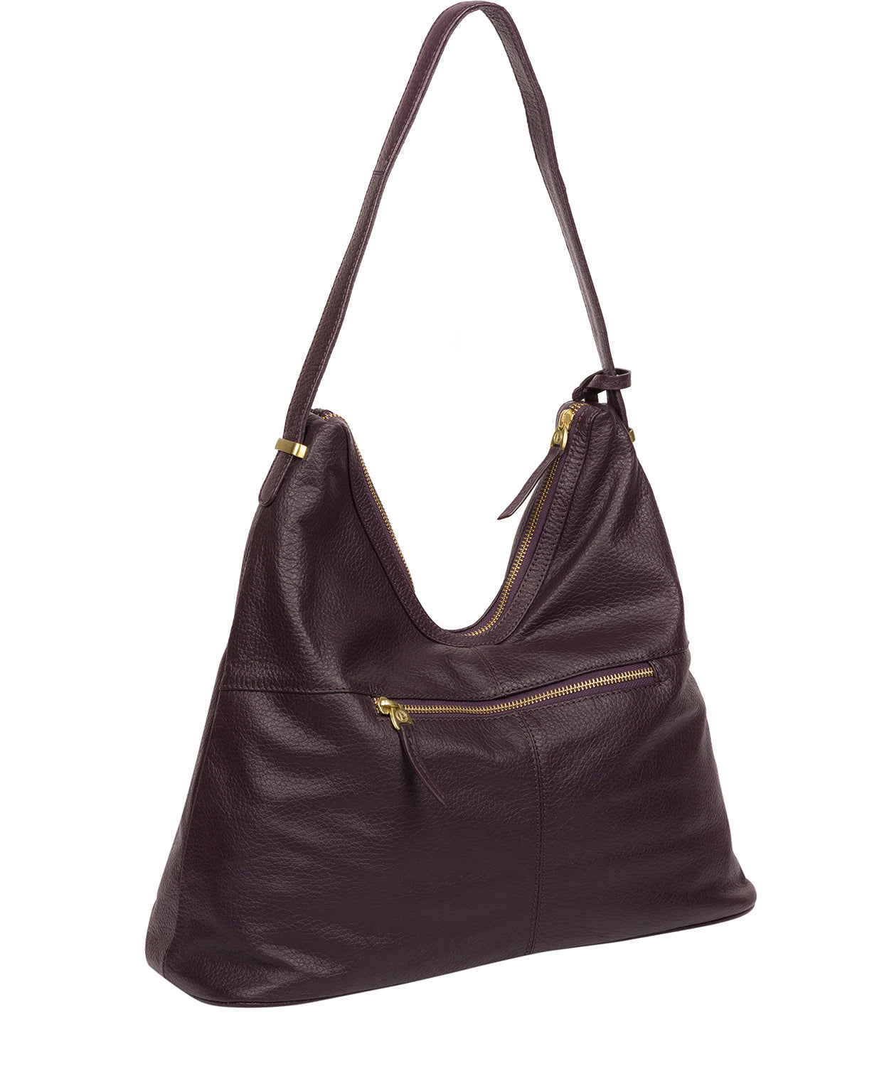 'Claire' Plum Leather Shoulder Bag