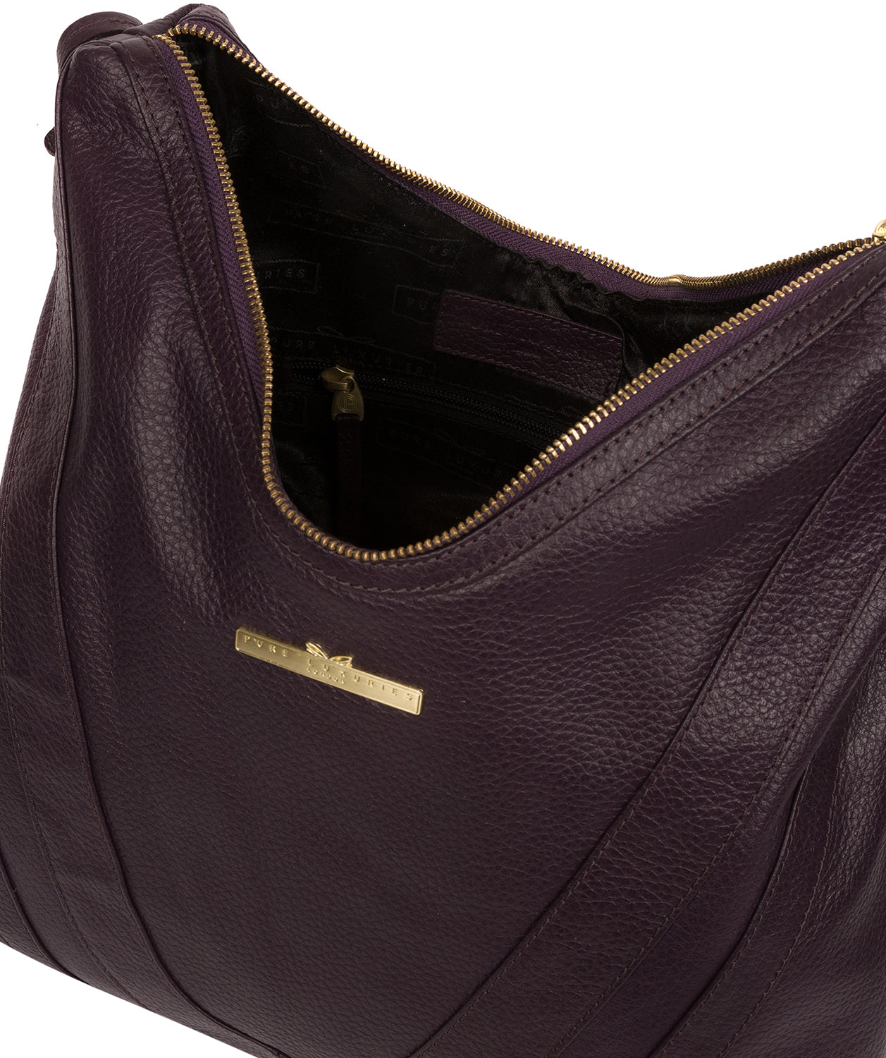 'Claire' Plum Leather Shoulder Bag