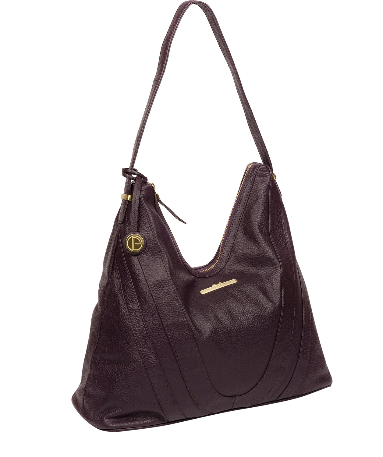 'Claire' Plum Leather Shoulder Bag