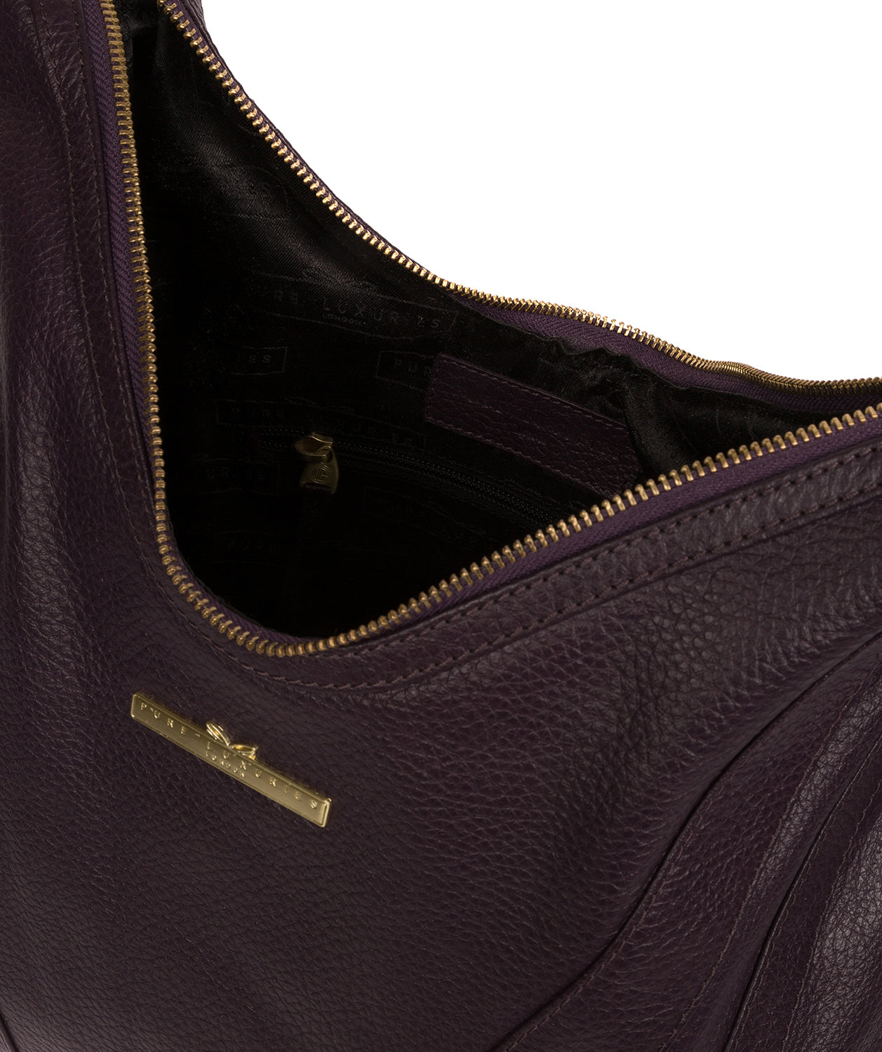 'Claire' Plum Leather Shoulder Bag