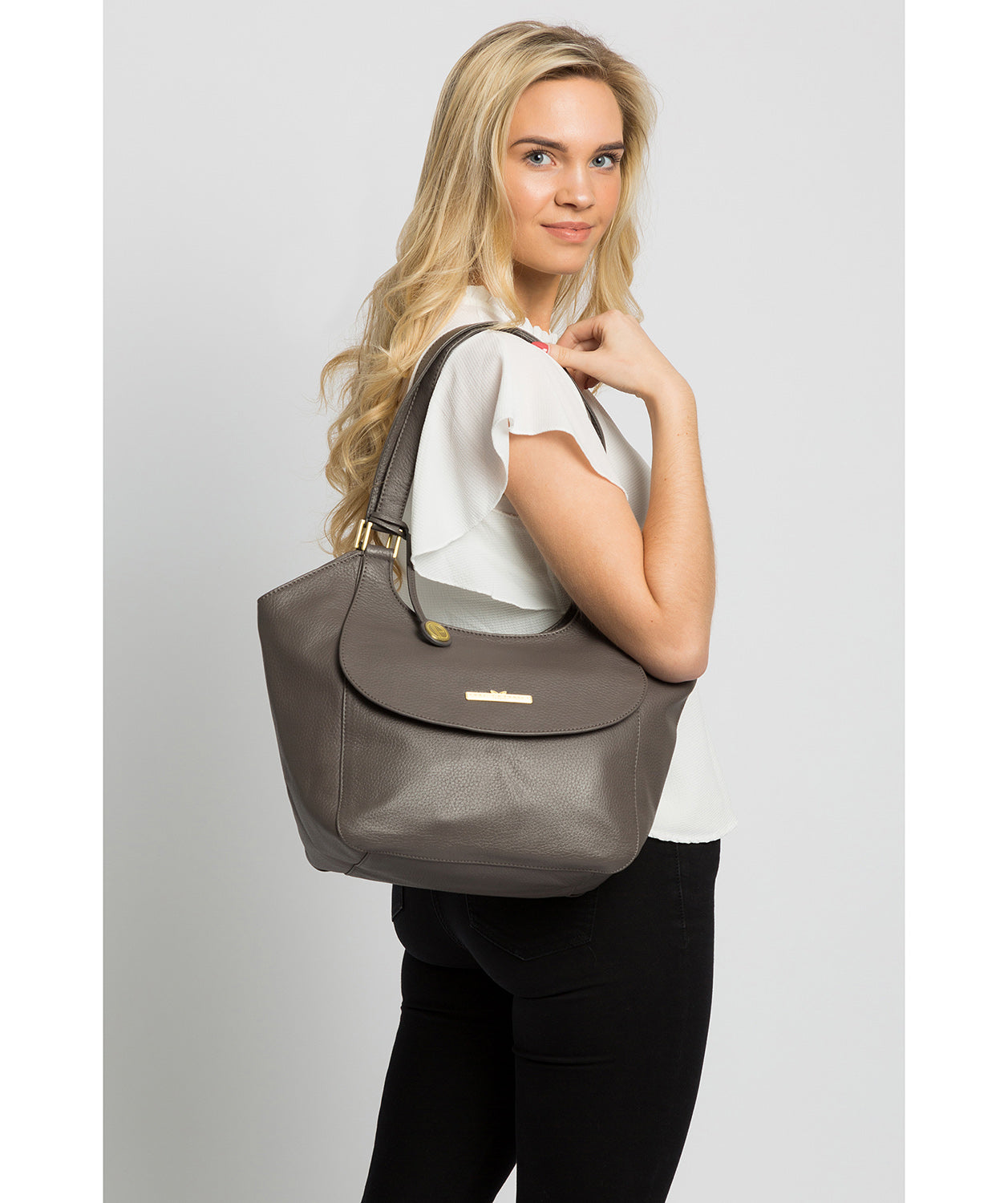 'Denisa' Grey Handmade Leather Tote Bag image 2