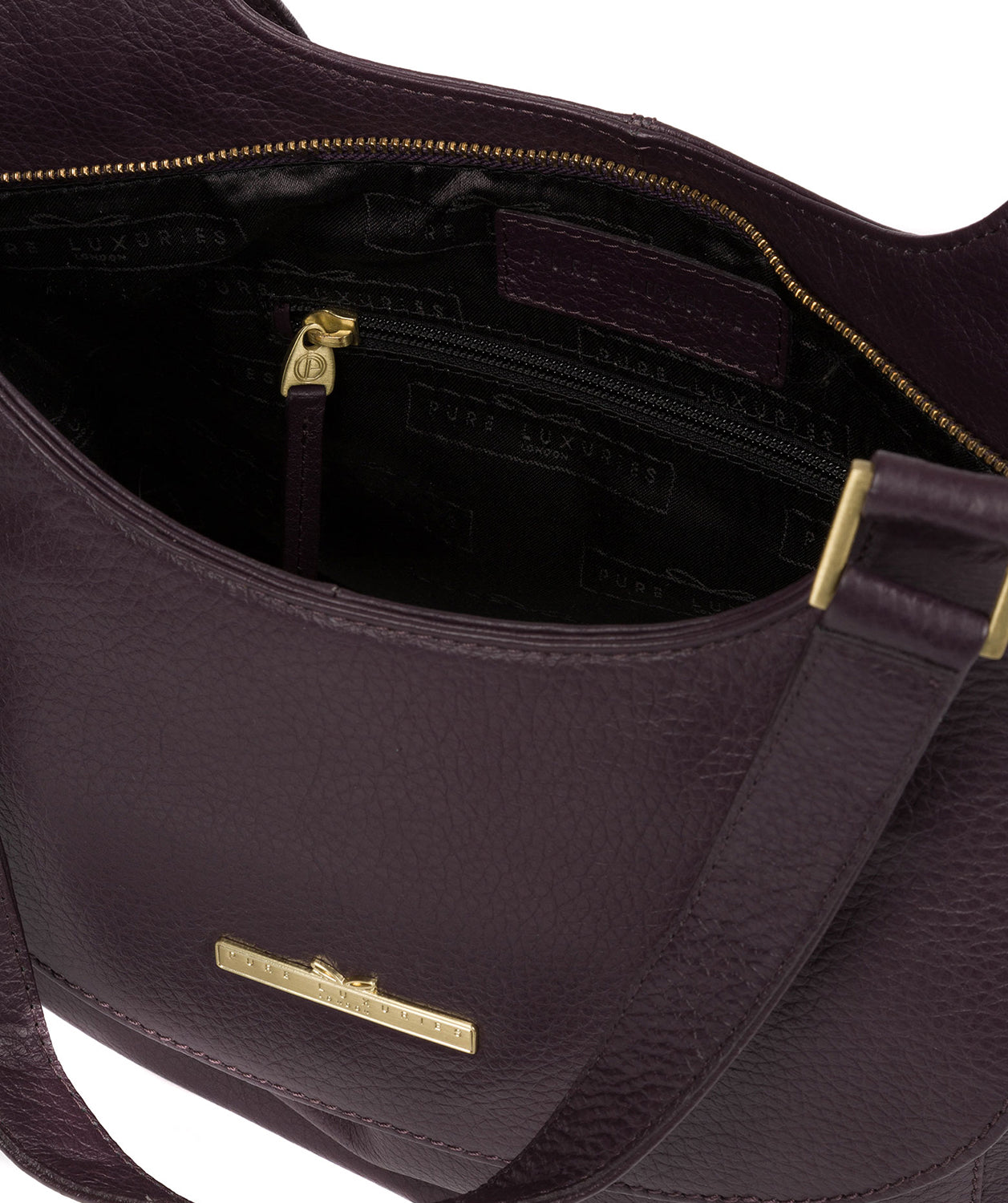 'Denisa' Plum Leather Tote Bag