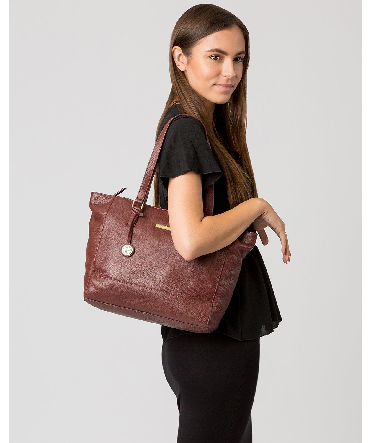 'Goldie' Port Leather Tote Bag