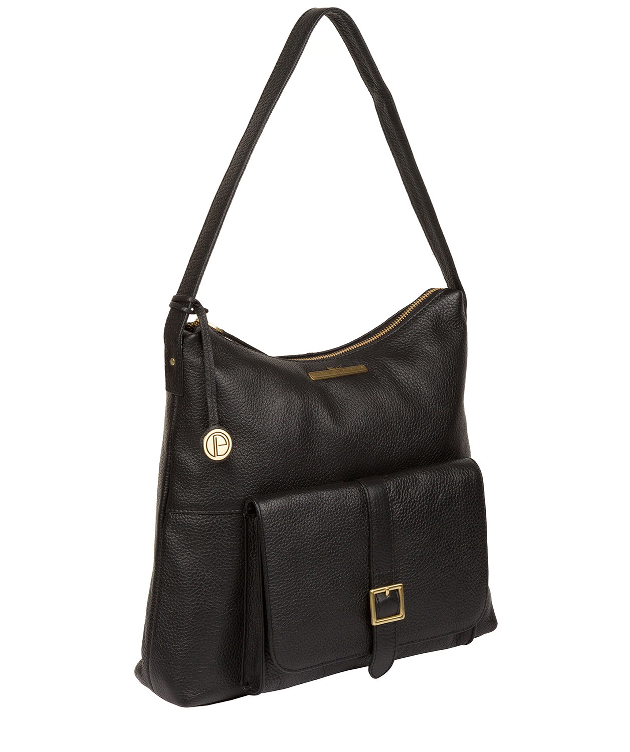 'Irena' Black Leather Shoulder Bag image 3