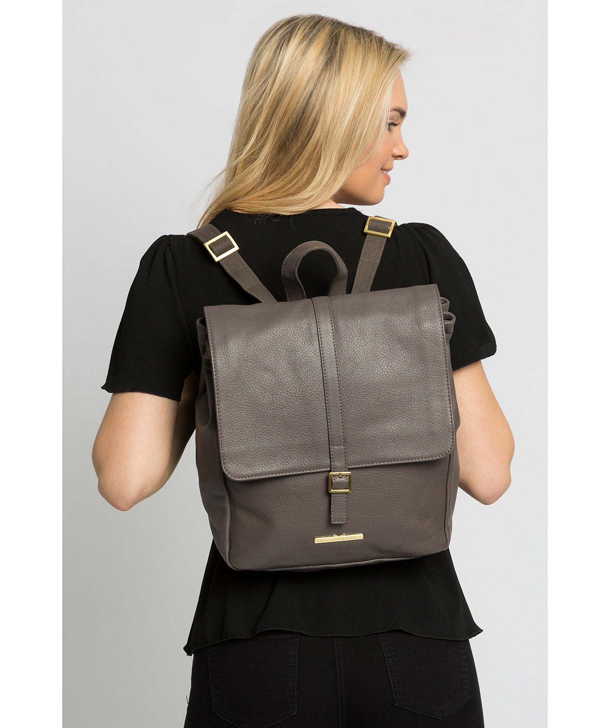 'Maryam' Grey Leather Backpack