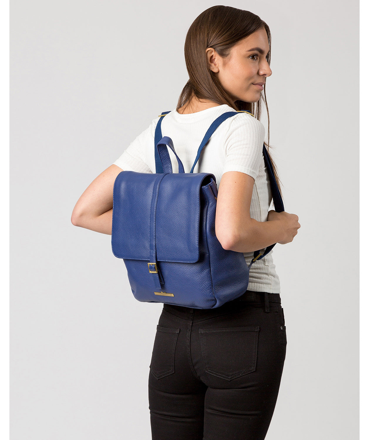 'Maryam' Navy Leather Backpack Pure Luxuries London