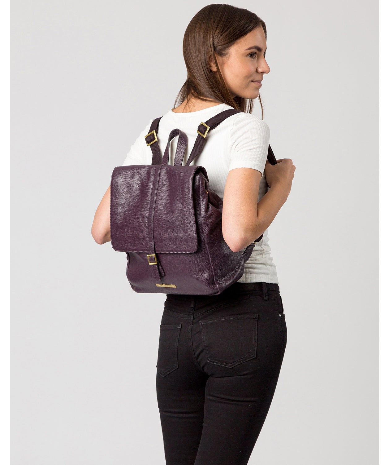 'Maryam' Plum Leather Backpack