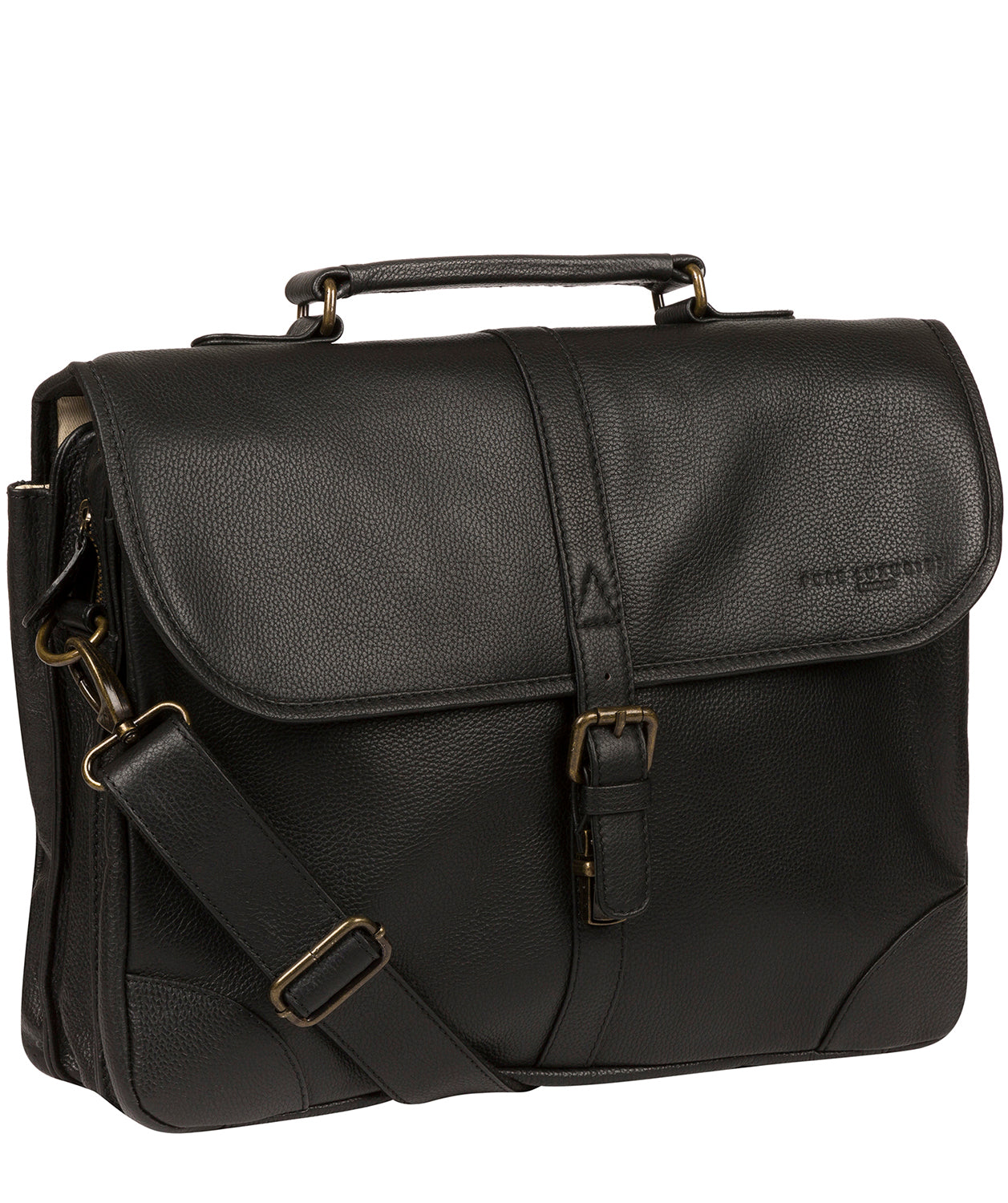 'Bond' Black Leather Work Bag Pure Luxuries London