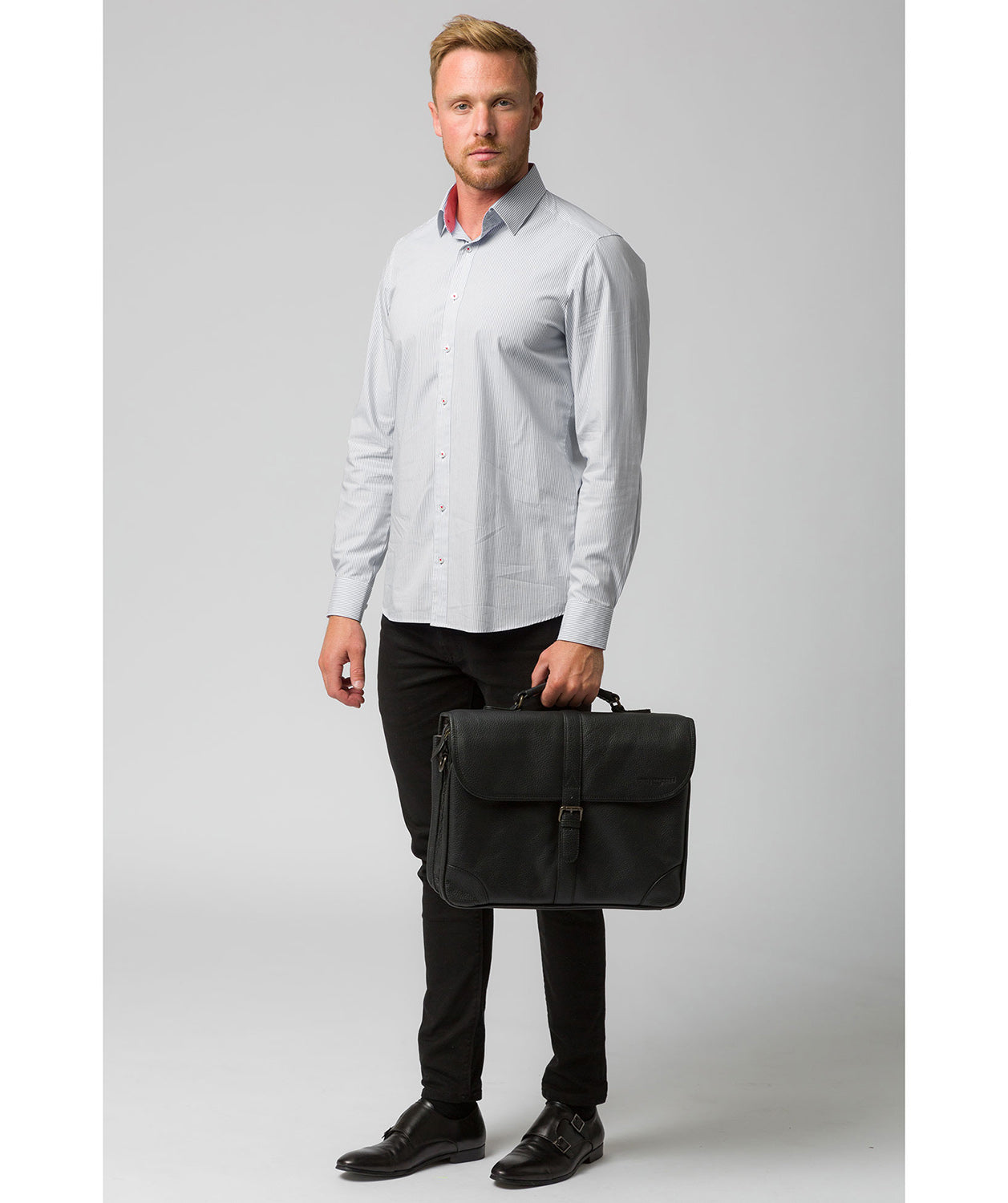 'Bond' Black Leather Work Bag Pure Luxuries London