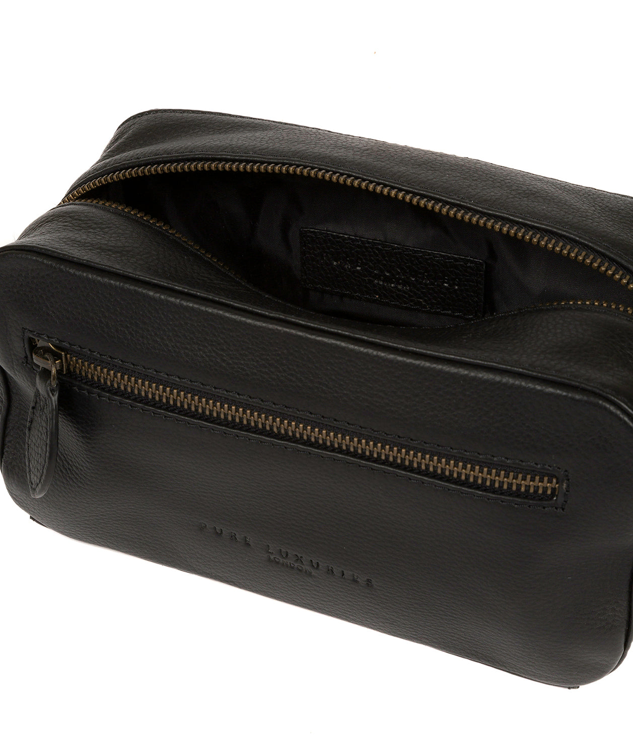 'Jetty' Black Leather Washbag image 4