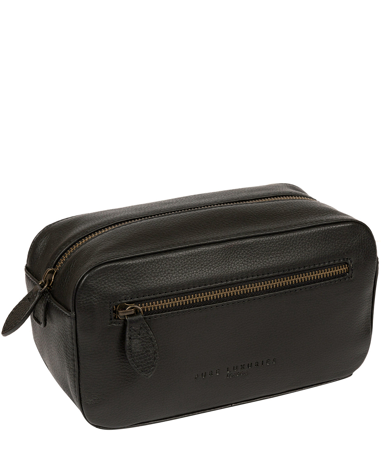 'Jetty' Black Leather Washbag image 5