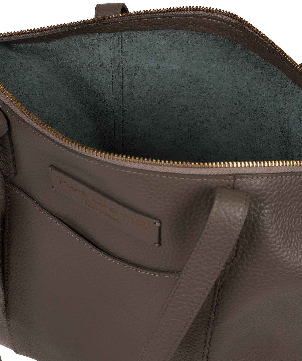 'Oval' Grey Leather Tote Bag Pure Luxuries London