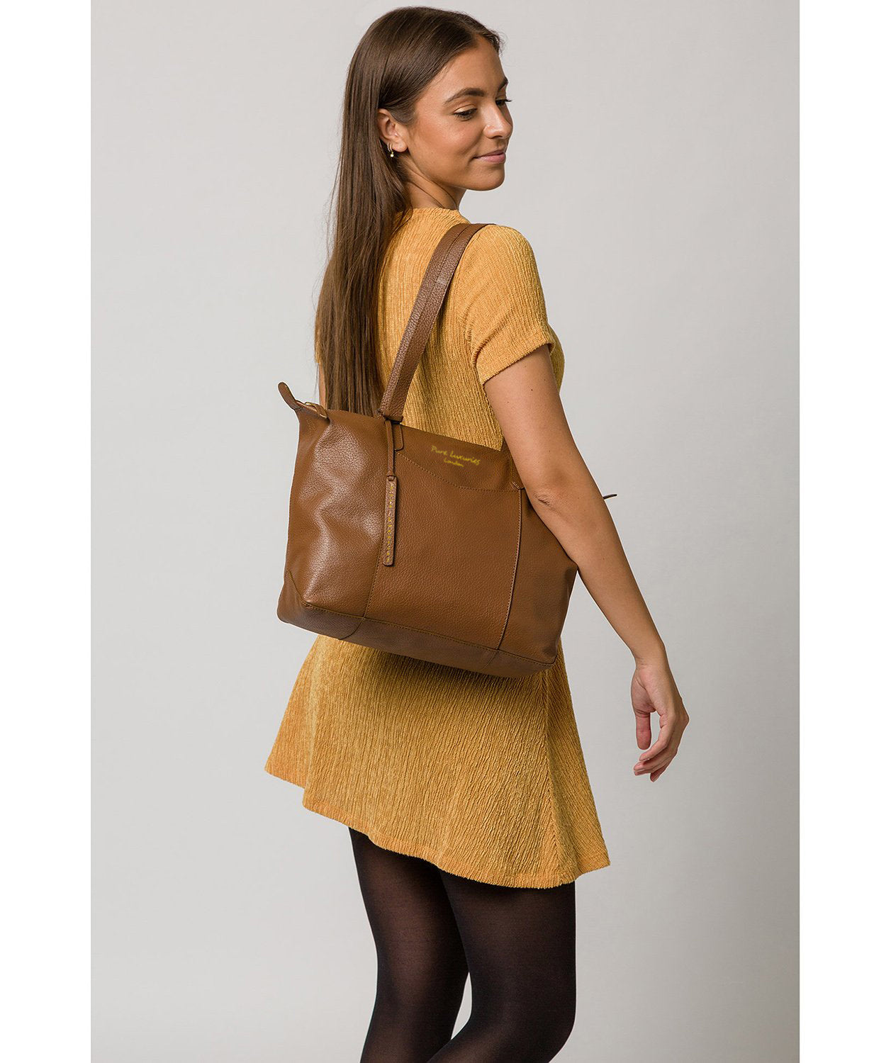 'Oval' Tan Leather Tote Bag