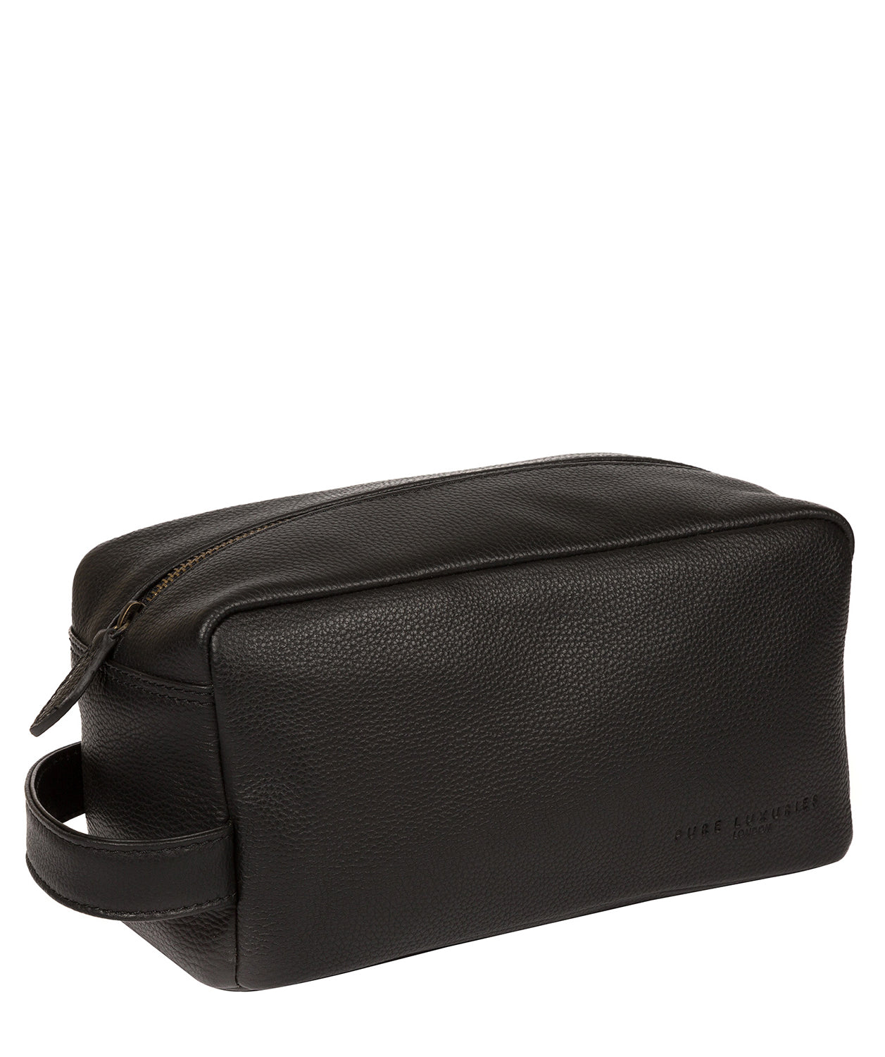 'Keel' Black Leather Washbag image 5