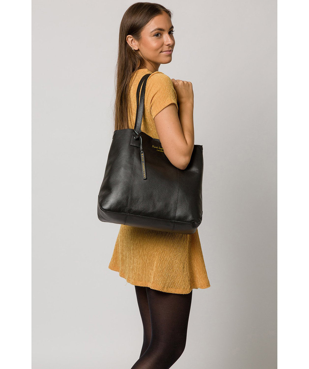 'Ruxley' Jet Black Leather Tote Bag