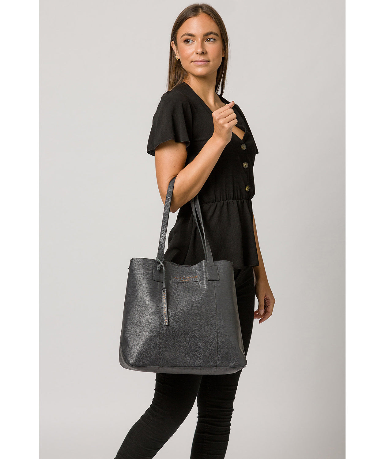 'Ruxley' Slate Leather Tote Bag image 2