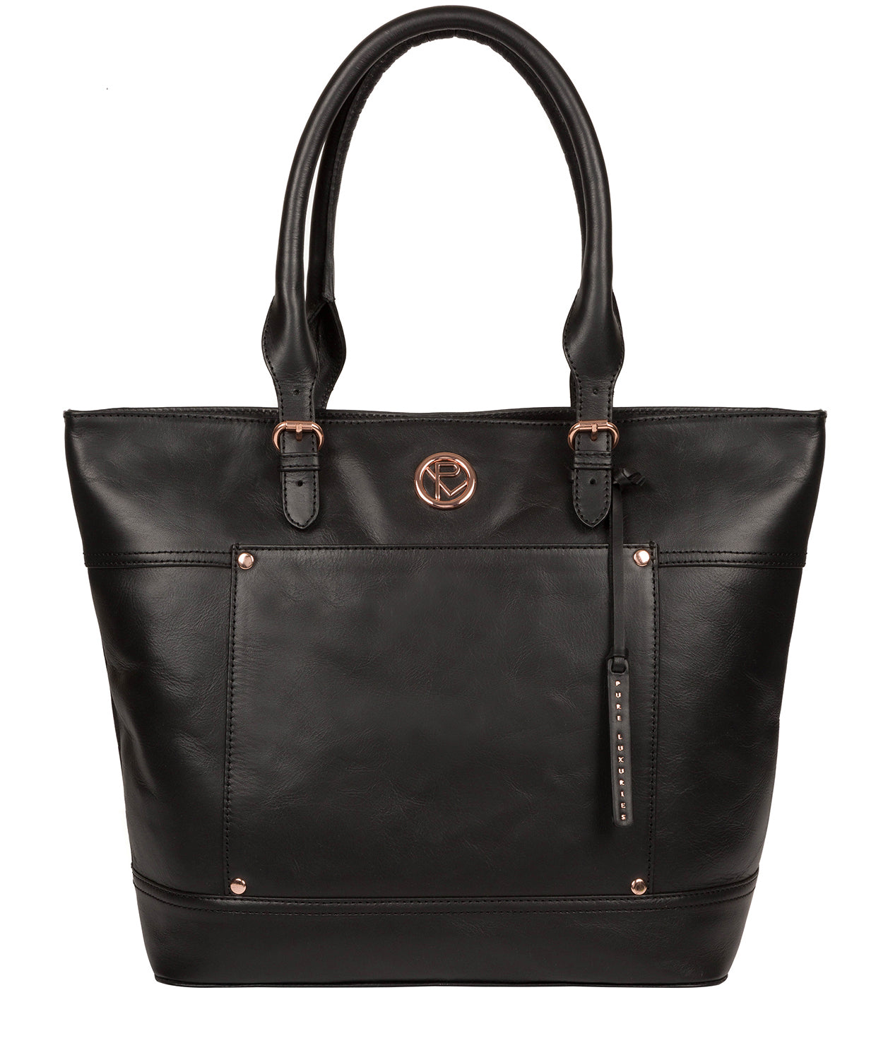 'Monet' Black Leather Tote Bag