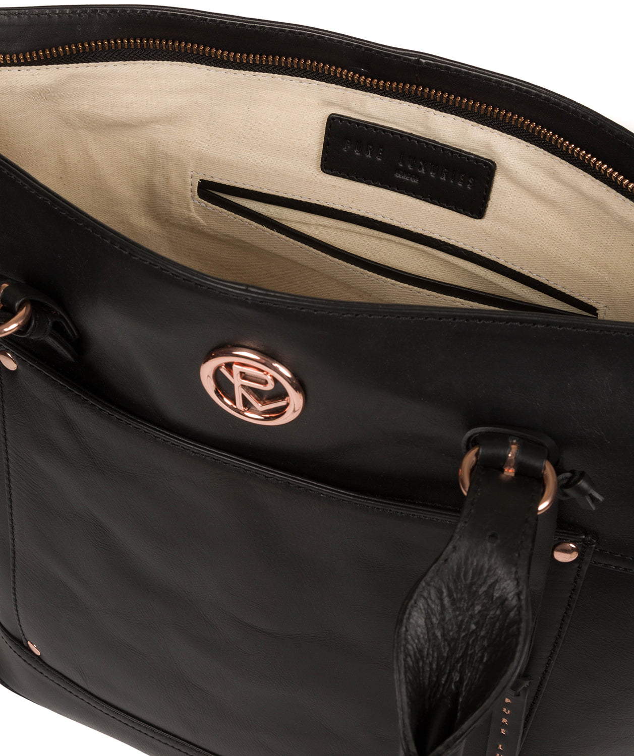 'Monet' Black Leather Tote Bag