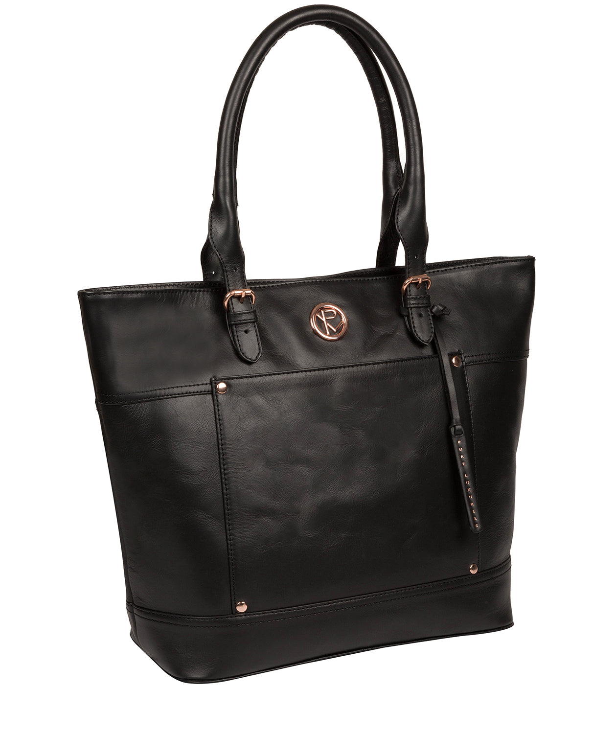 'Monet' Black Leather Tote Bag