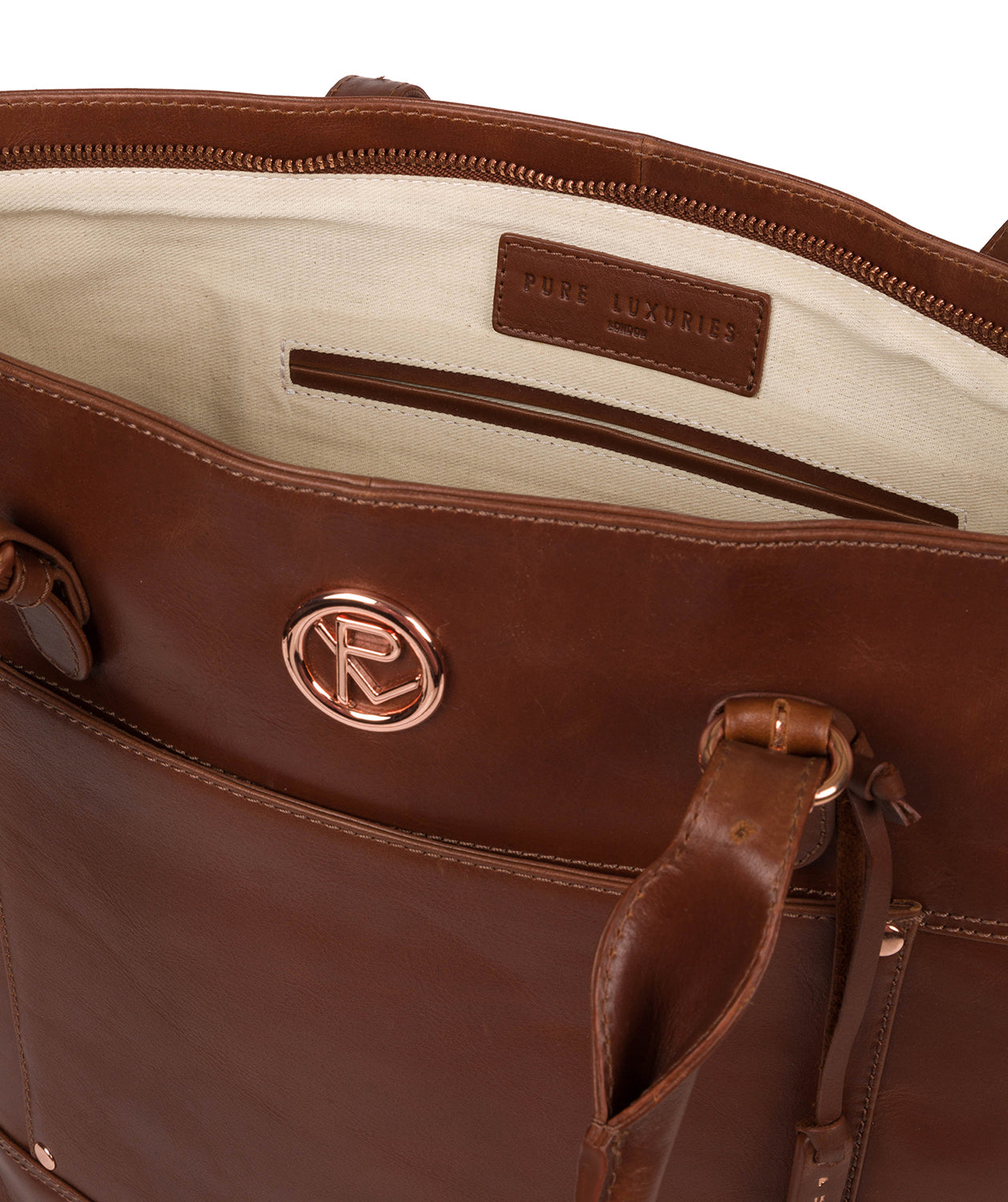 'Monet' Cognac Leather Tote Bag image 4