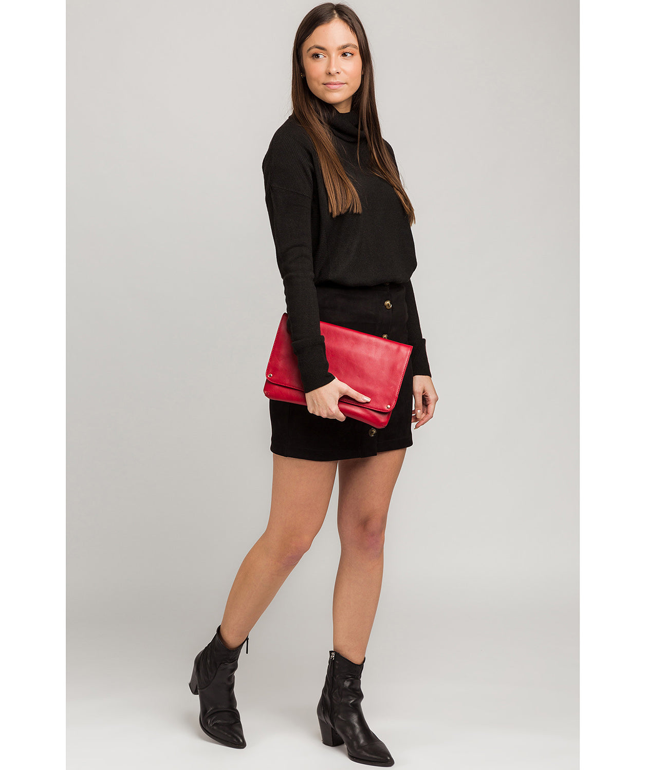 'Ermes' Cherry Leather Cross Body Clutch Bag image 2