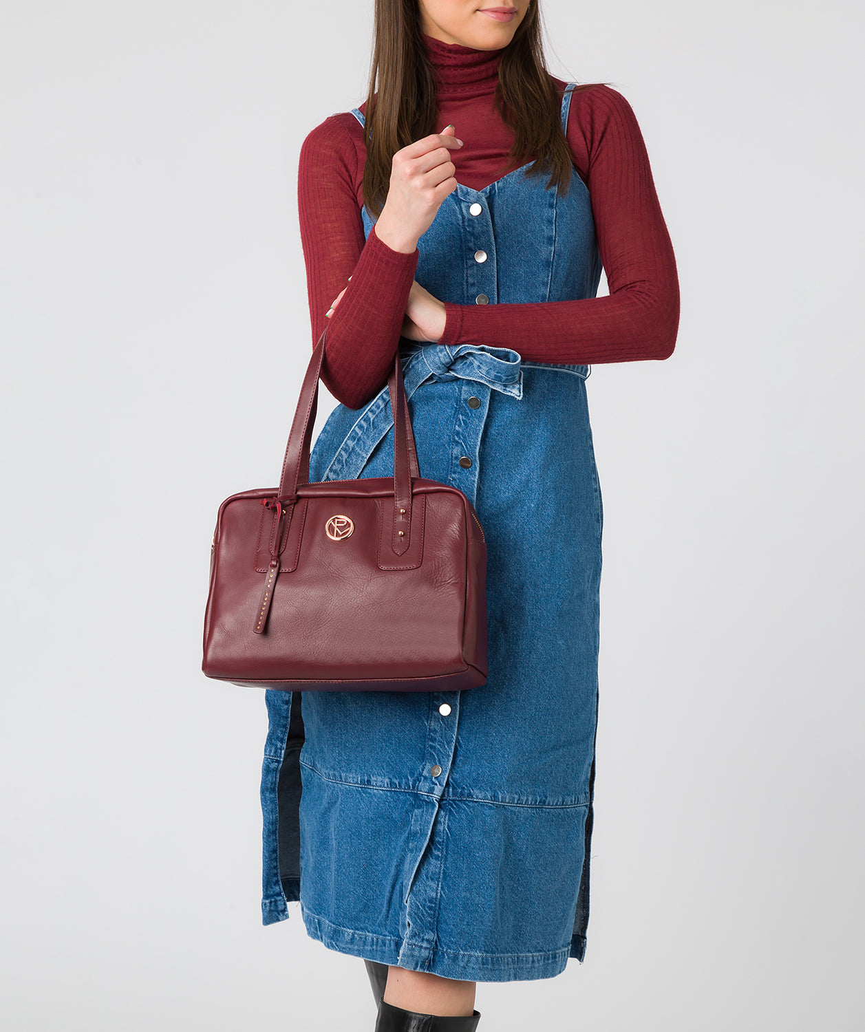 'Madox' Burgundy Leather Handbag