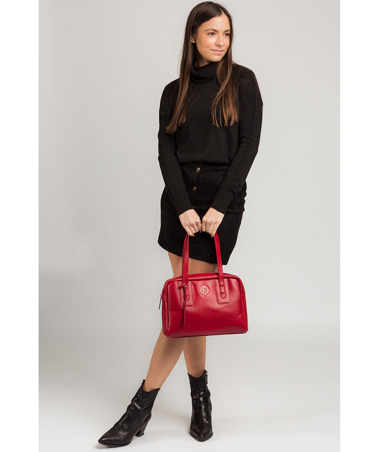 'Madox' Cherry Leather Handbag Pure Luxuries London