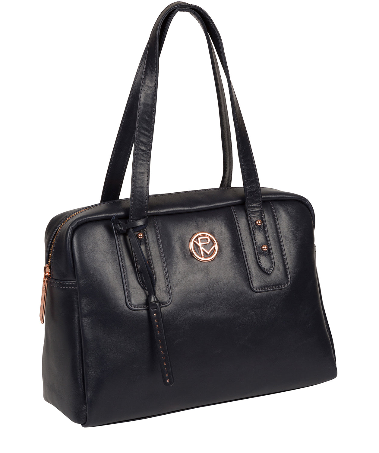 'Madox' Navy Leather Handbag Pure Luxuries London