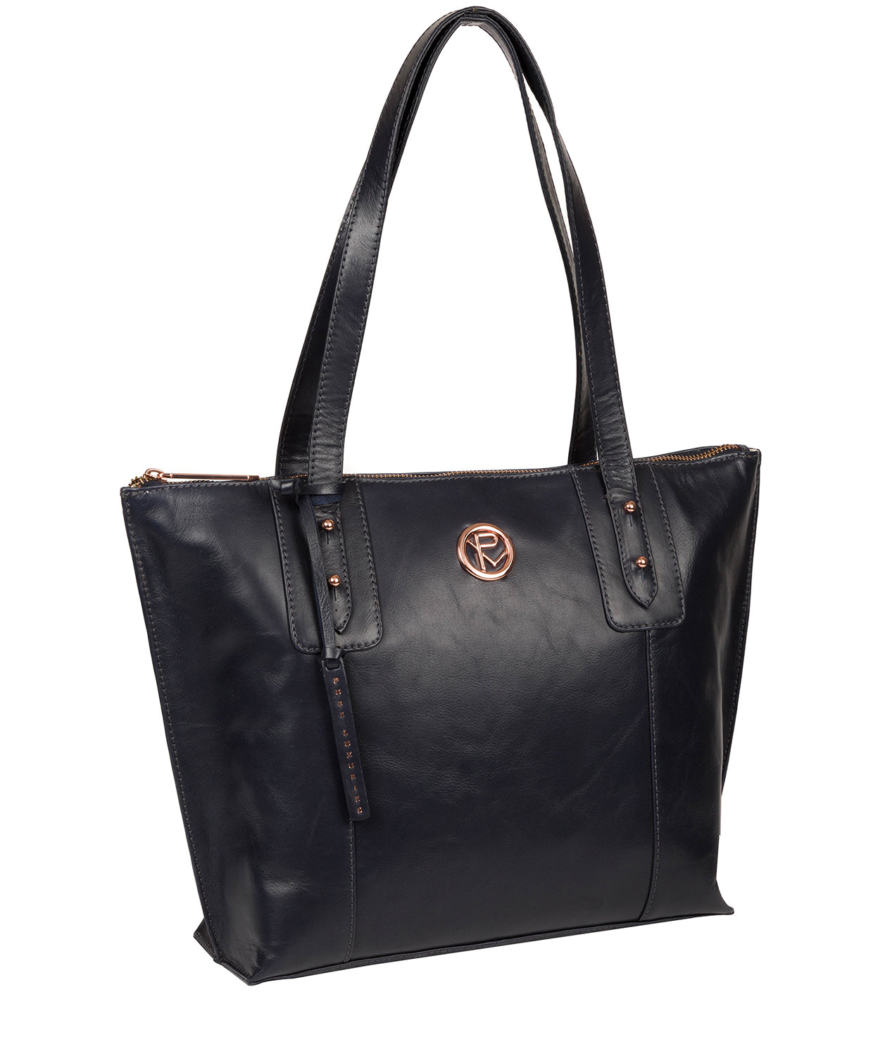 'Goya' Navy Leather Tote Bag image 5