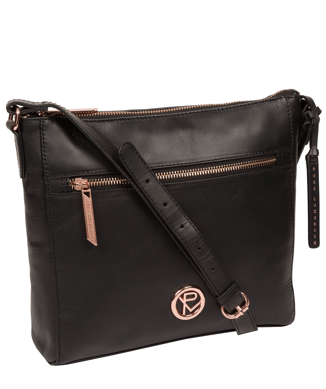 'Byrne' Black Leather Cross Body Bag image 5