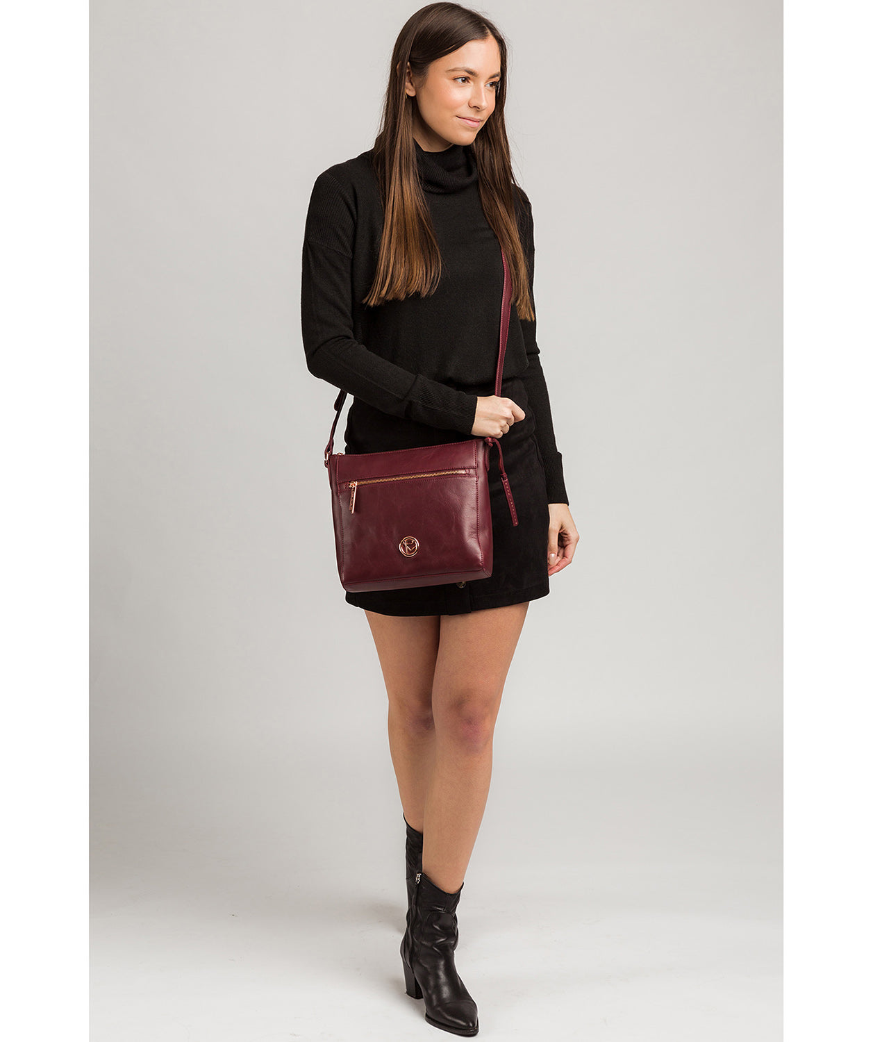 'Byrne' Burgundy Leather Cross Body Bag image 2