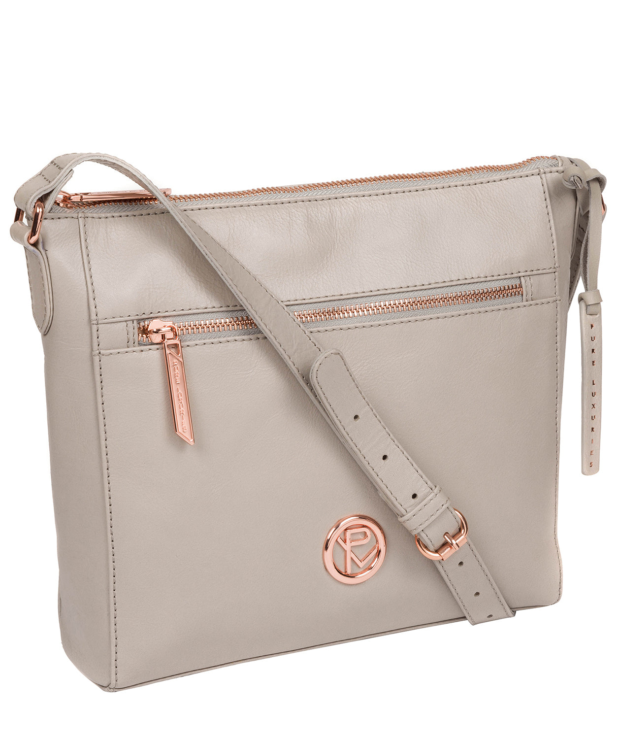 'Byrne' Grey Leather Cross Body Bag image 5