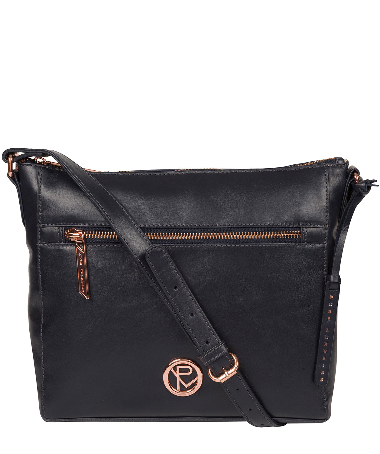 'Byrne' Navy Leather Cross Body Bag image 1