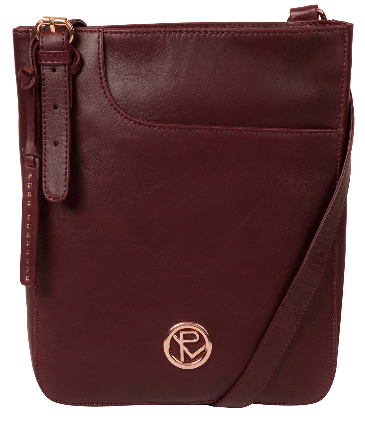 'Kahlo' Burgundy Leather Cross Body Bag Pure Luxuries London